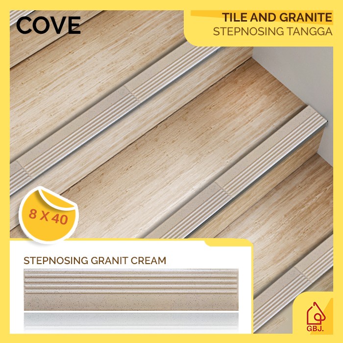 STEPNOSING TANGGA GRANIT 8 X 40 CREAM GARIS / ANTI SLIP TANGGA / LIST