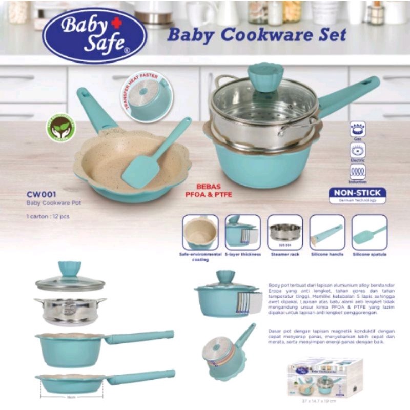 Baby Safe Baby Cookware Set CW001 - Peralatan Masak Panci Set MPASI BPA FREE / SAYANG BUNDA  PEKANBA