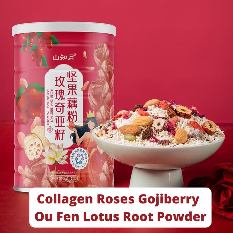 

[KODE PRODUK SIPLS5842] Ready Stock Ou fen Rose Collagen Gojiberry qiya seed lotus meal soup oufen bubuk akar teratai makanan sehat