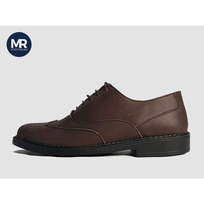 Sepatu Kulit Pria - Ibiza Wingtip Oxford Brown Coklat - MR. Footwear (Pantofel Formal Kerja)