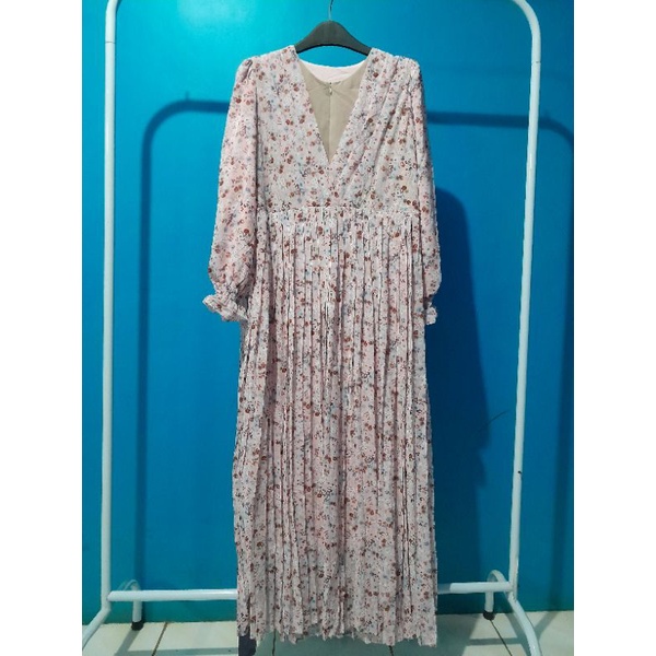 Gamis motif Bunga daisy gamis plisket gamis ceruty