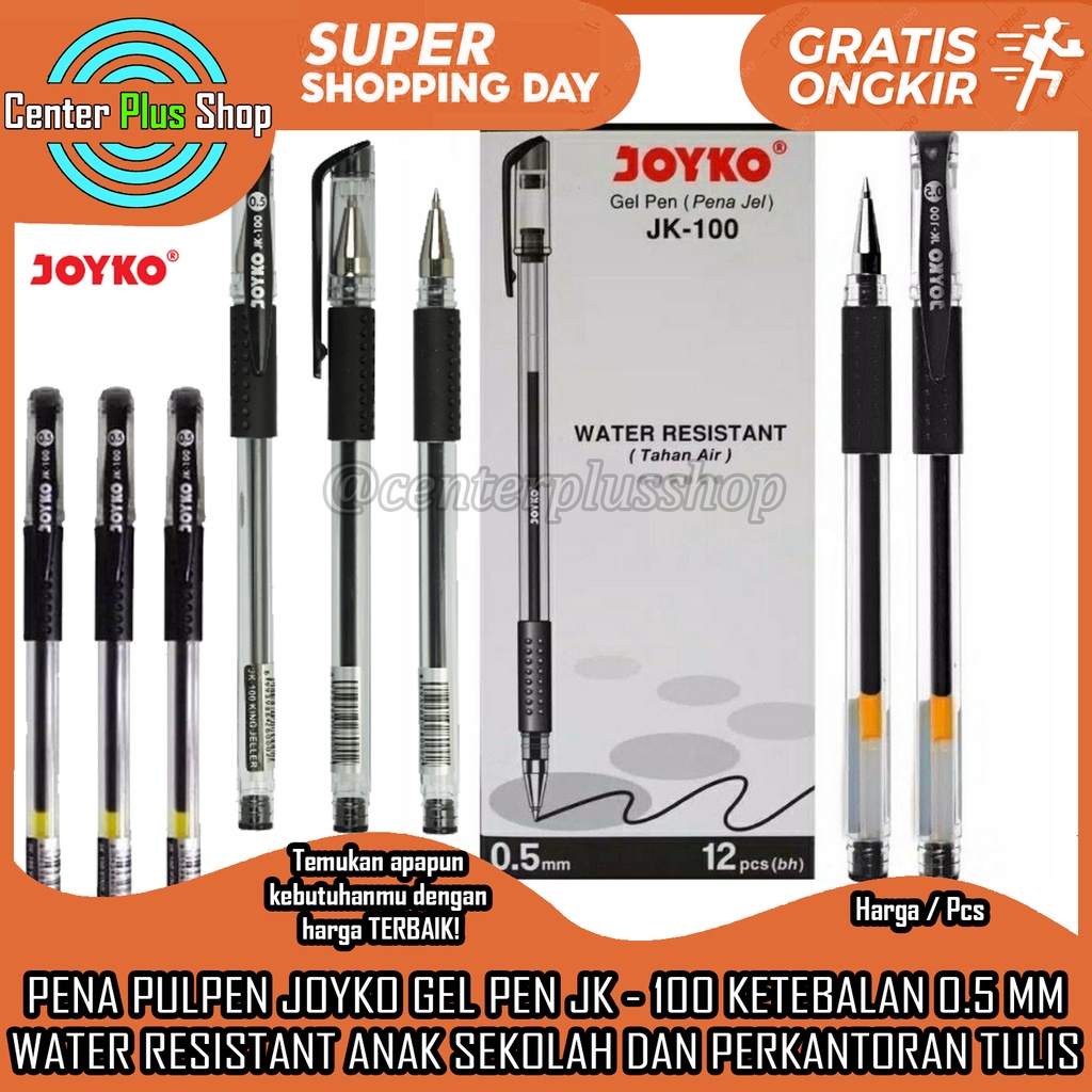 

PENA PULPEN JOYKOK GEL PEN JK - 100 DENGAN KETEBALAN MATA 0.5 MM HITAM SARUNG PEN KARET WATER RESISTANT PENHA TAHAN AIR PENA JELL ANAK SEKOLAHAN DAN PERKANTORAN NYAMAN SAAT DIGUNAKAM MENULIS DAN MENGGAMBAR PER 1 PCS DAN 12 PCS