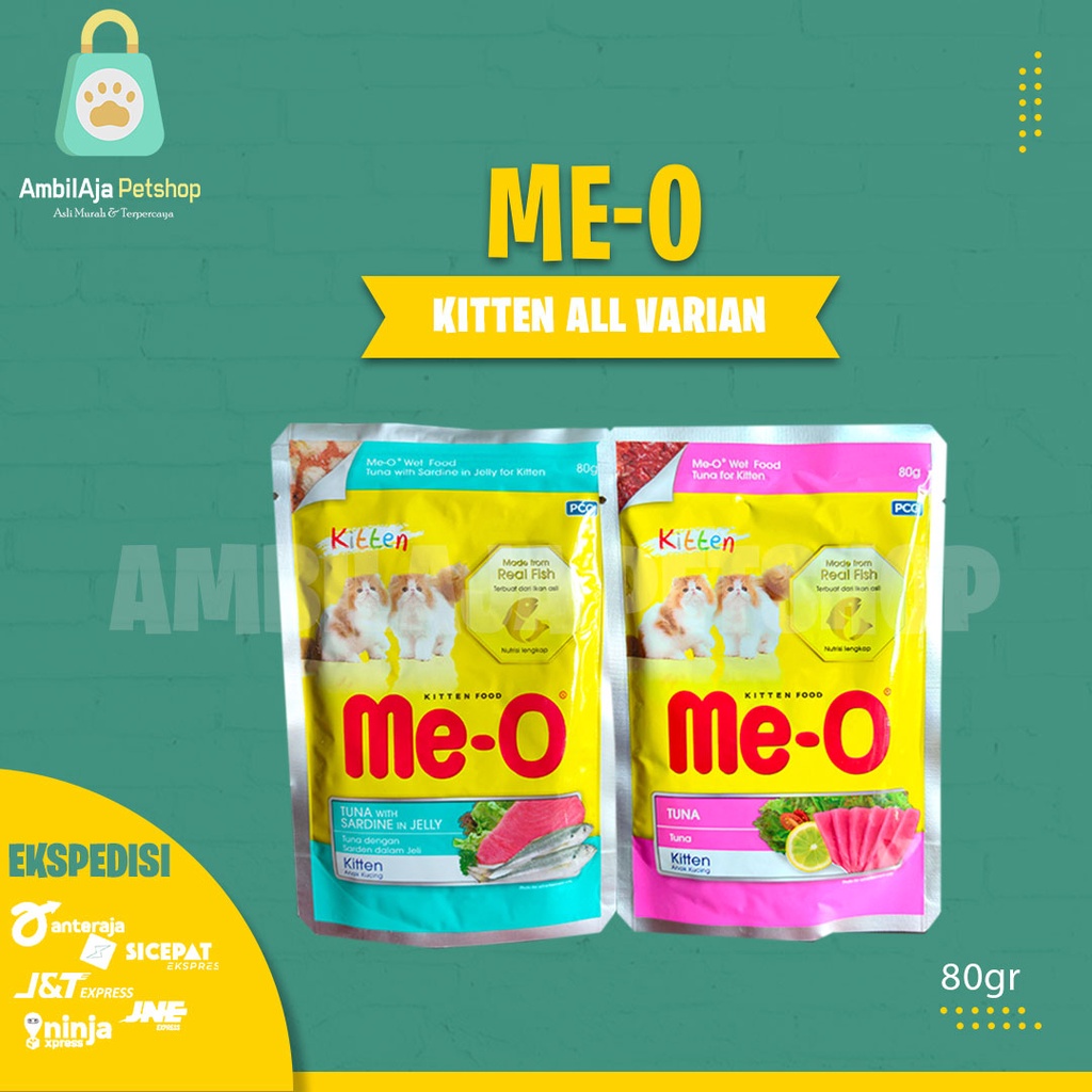 Makanan Kucing basah MEO Pouch Adult &amp; Kitten All Variant 1 Box isi 12pcs