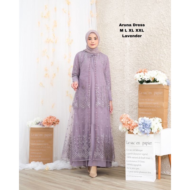 ARUNA DRESS KEBAYA PESTA MODERN / GAMIS TILLE PREMIUM BUSUI FRIENDLY / DRESS KEBAYA ROMPI /  DRESS K