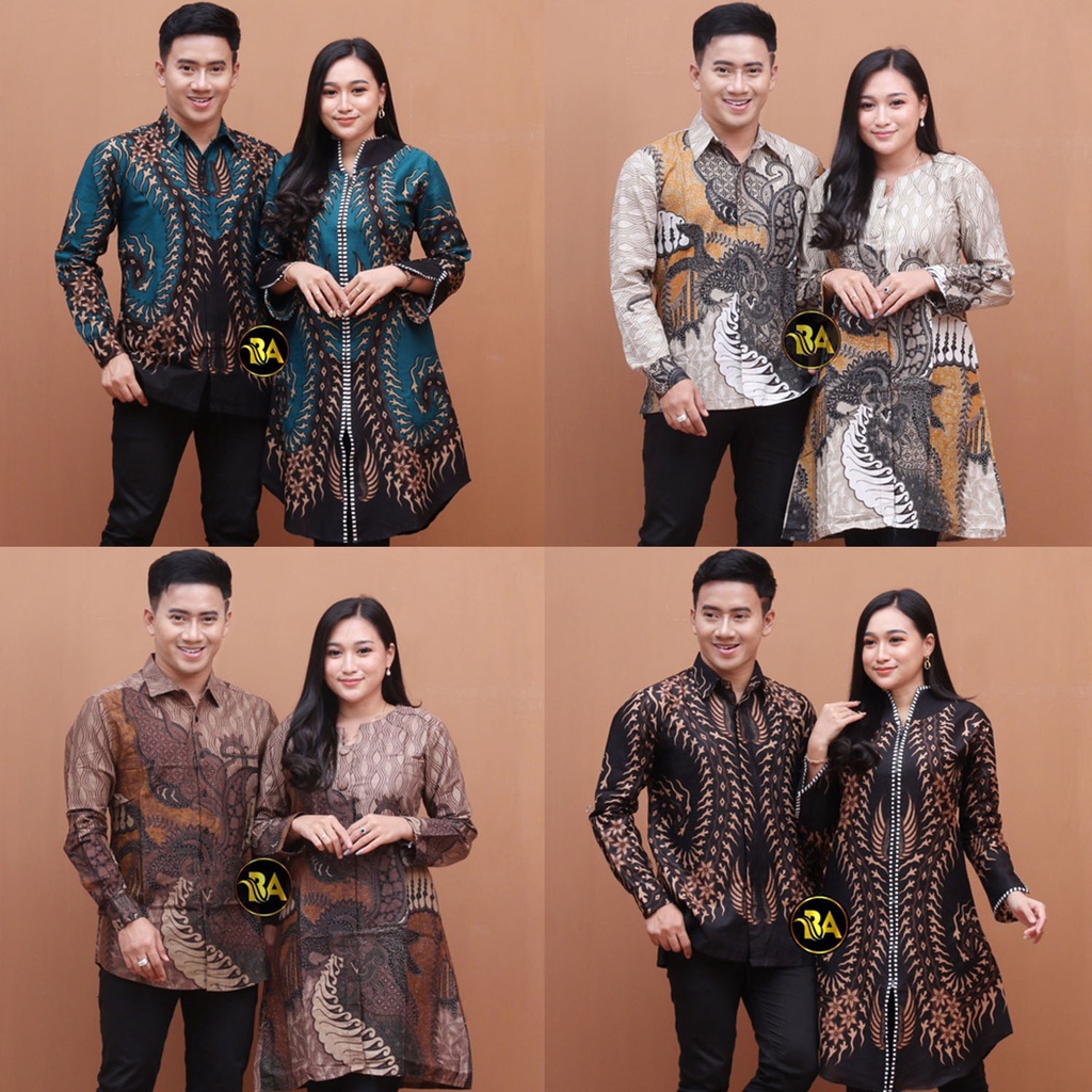 Batik Couple / Pasangan - MOTIF RUMPUT LAUT UKURAN JUMBO WARNA MERAH BIRU HITAM HIJAU PROMO