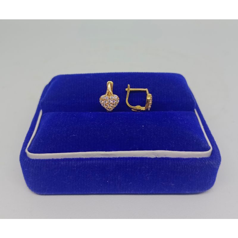 anting jepit dewasa model love mp / anting perak asli silver 925 lapis emas/ anting fashion wanita terbaru