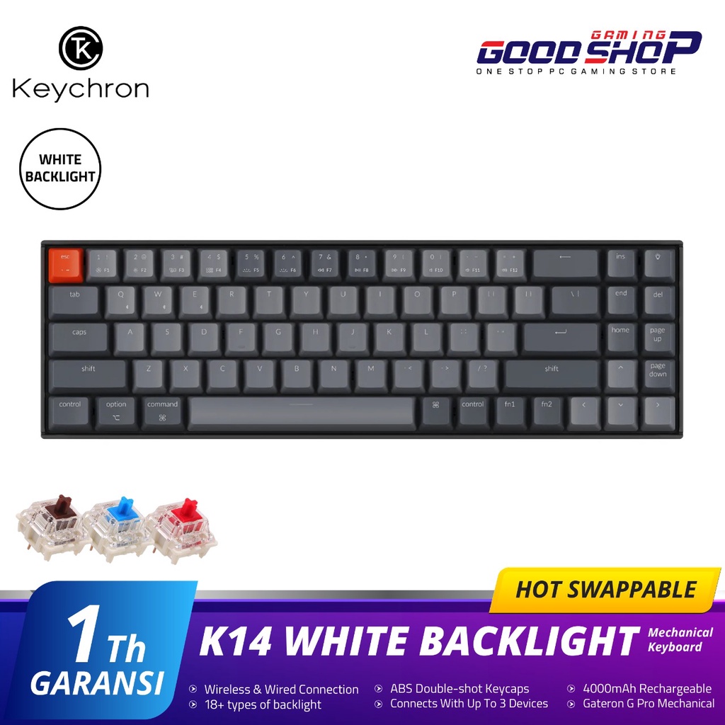 Keychron K14 Hot-swap White Backlight Wireless Mechanical Keyboard