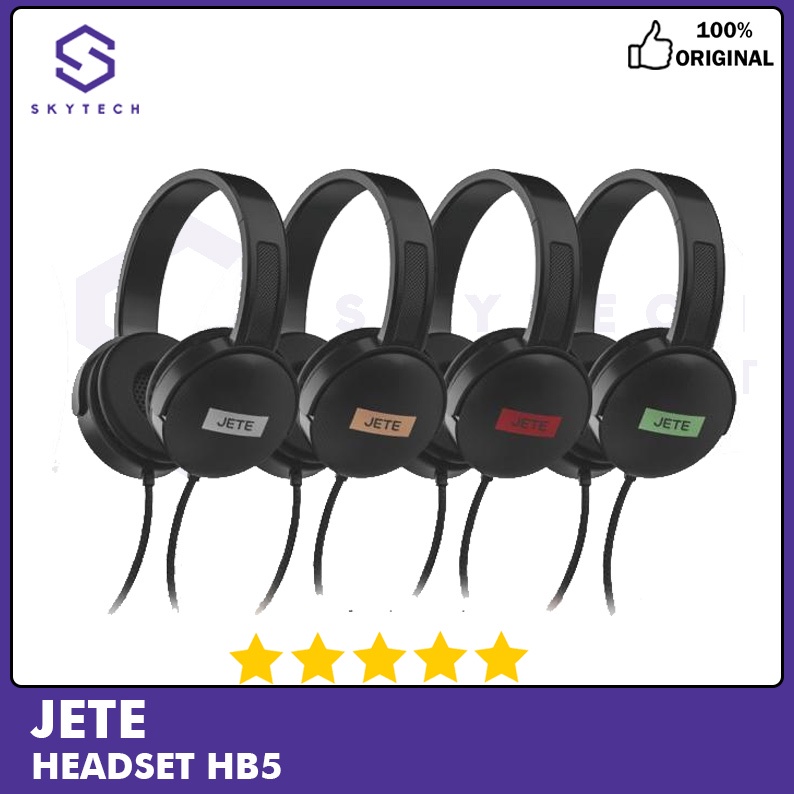 HEADSET/HEADPHONE KABEL JETE HB5 STEREO + MIC ORIGINAL GARANSI RESMI