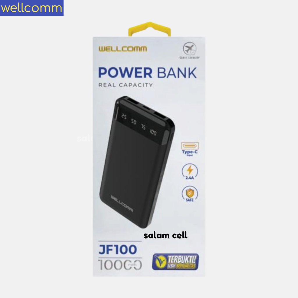 Powerbank Wellcomm JF100 10.000mAh Original Power Bank Wellcomm Garansi Resmi