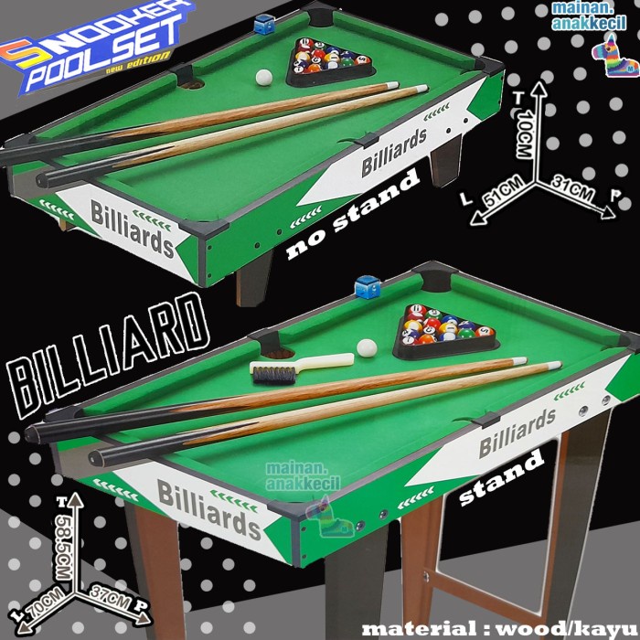 MAINAN ANAK MEJA KAYU STAND BILLIARD MINI SNOOKER POOL SET 8 BALL POOL