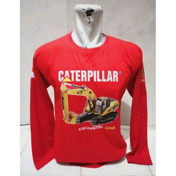 Baju kaos lengan panjang excavator caterpillar