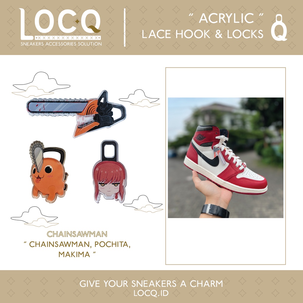 Aksesoris Tali Sepatu Acrylic Chainsaw Man Bomb Devil Aki Makima Pochita Shoelaces Accessories