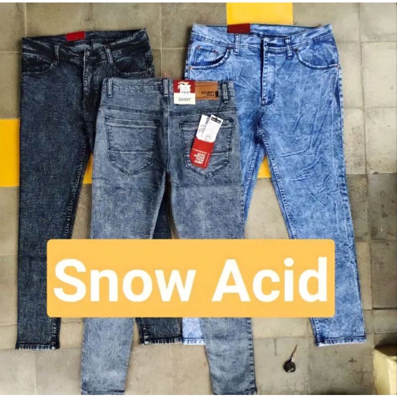 CELANA JEANS PRIA Celana Jeans Pria Snow Wash Original Celana Panjang cowok warna snow hitam abu biru size 27-33 BISA COD pinggang kancing sabuk Kualitas Premium dari Pekalongan