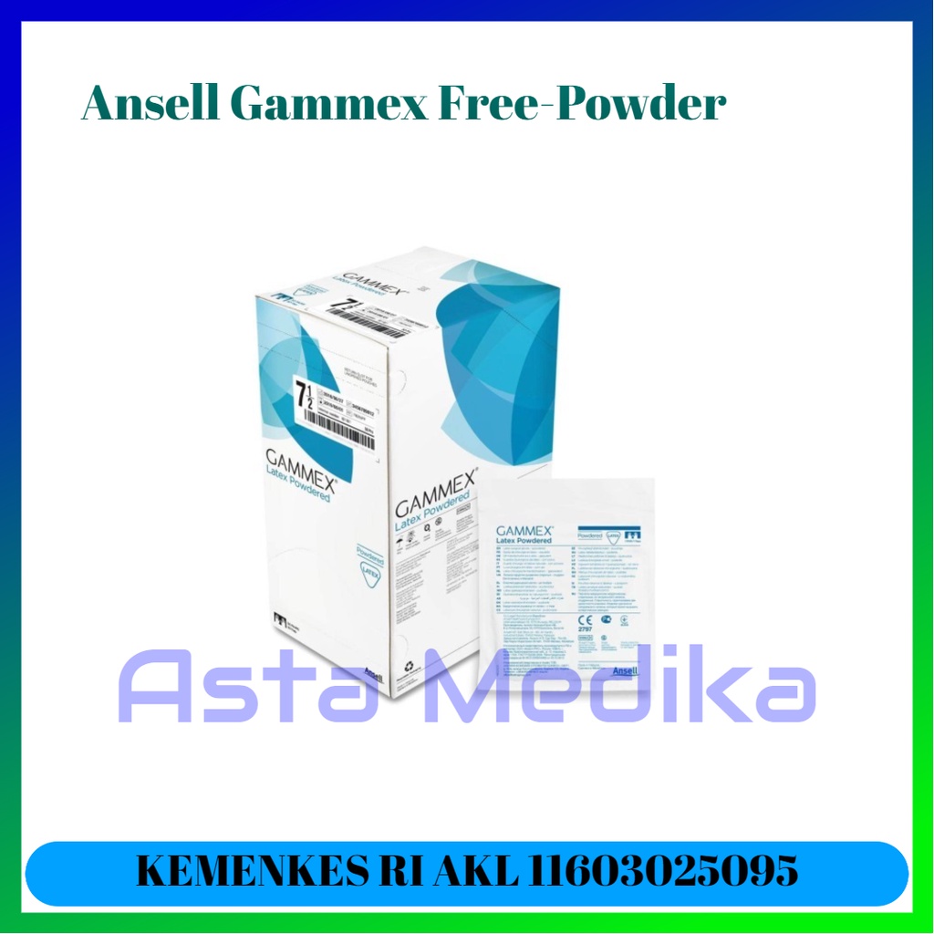 Sarung Tangan Steril Ansell Gammex  Uk 6,  6.5,  7,  7.5,  8 Latex Textured Free Powder - Handscoon Latex 6  6.5  7  7.5  8  Ansell Gammex  - Box