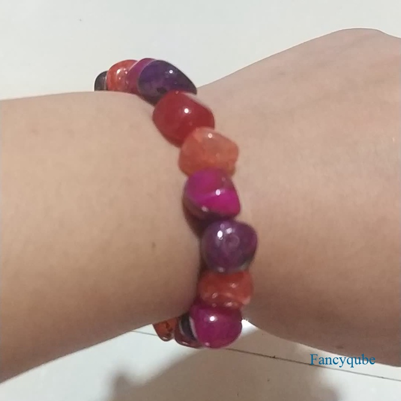 Ice Crack Permata Alami Tidak Teratur Dengan Bentuk Gelang Warna Campur Untuk Wanita