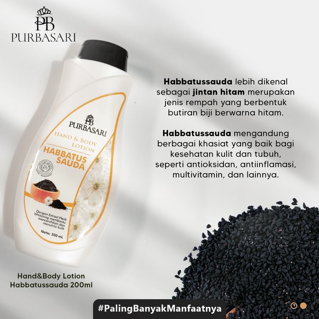 PURBASARI Hand &amp; Body Lotion - Zaitun | Putih | Habbatus Sauda BPOM