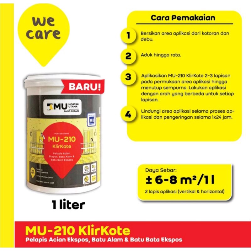 Mortar Utama Weber MU-210 Klirkote Pelapis Acian Exspose 1L
