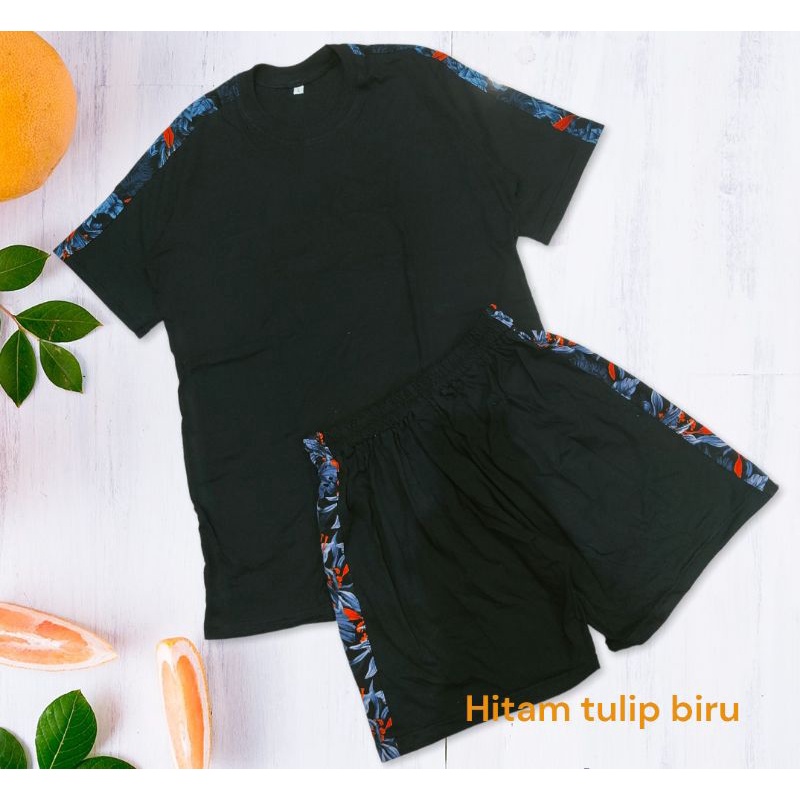 set celana pendek kaos kombinasi tulip