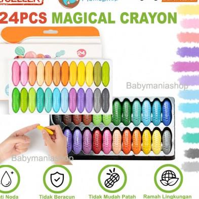 

Miliki - Magical Crayon 12 pcs 24 pcs Crayons Set Bayi Anak Peanut Yplus UK Mudah Dihapus Tidak Kotor Tangan