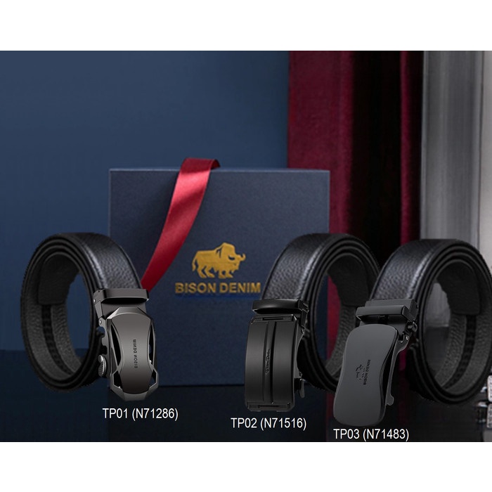 Ikat Pinggang Ikat Pinggang Pria Kulit Asli Bison Denim Original Strap Auto Buckle