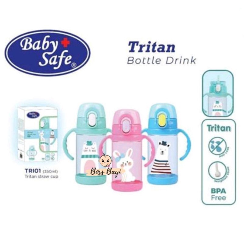 BABY SAFE - Tritan Bottle Drink / Tritan Straw Cup / Botol Minum Anak 350ml - TRI01