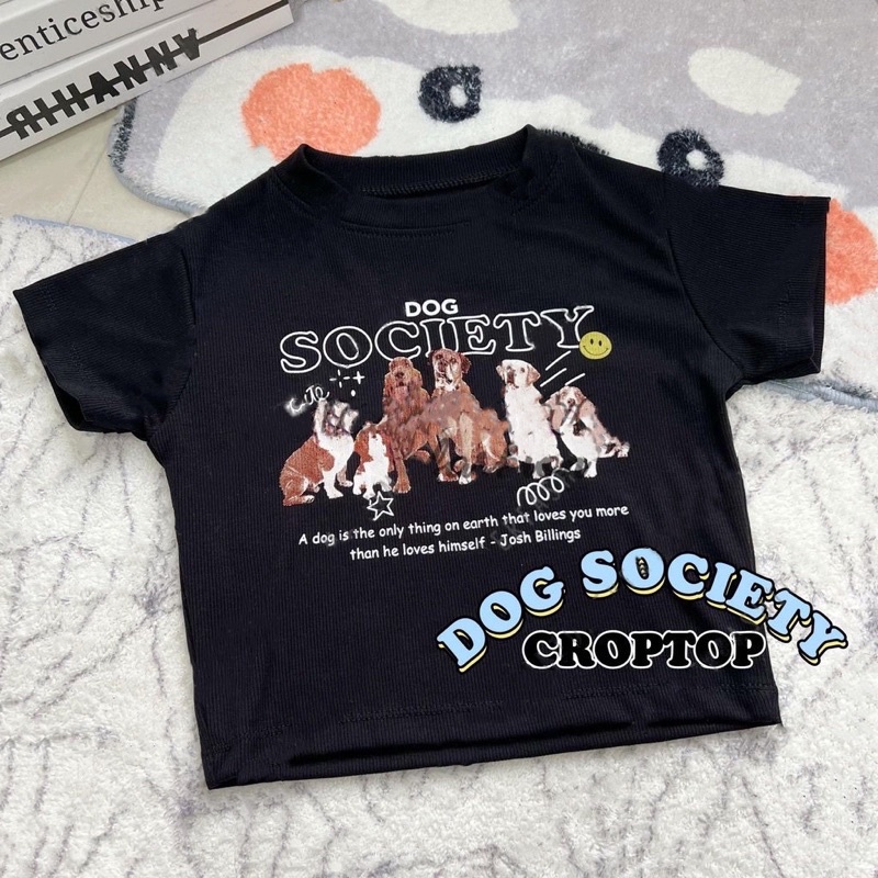 BEFAST - ZGW ATASAN WANITA CROP TOP VIO / Crop Top Wanita DOG SOCIETY RIB (LD 88, P 40) / Atasan Wanita Lengan pendek / Pakaian Santai Remaja ABG / Crop Top Wanita Modis / Tshirt Crop Wanita Ala Style Korean