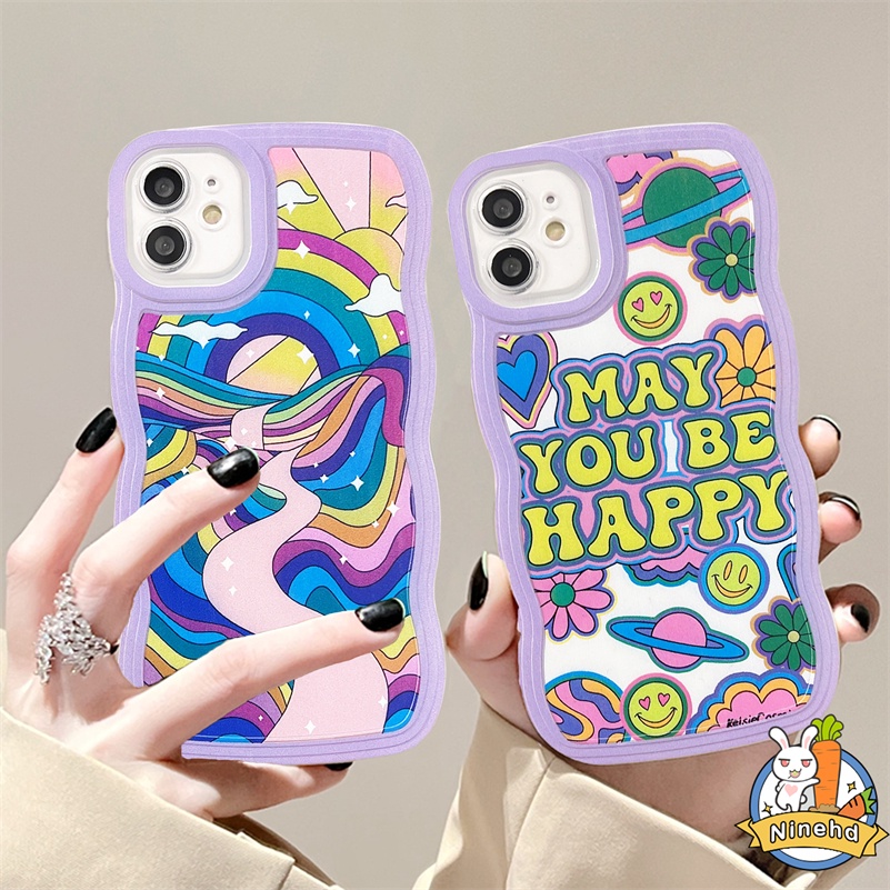 Oppo A17 A17K A77 A77s A57 A16 A16k A15 A15s A3s A5s A76 A96 A74 A54 A93 A94 A95 A92 A52 A53 A7 A5 A9 A7 F11 F9 Reno 7 6 5 Pro 8Z 7Z 6Z Abstrak Art Watercolor Wavy Casing Hp Edge