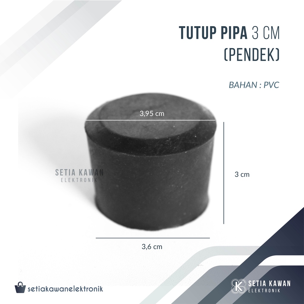 Kaki Karet Tutup Pipa Pendek 3 cm Bulat Alas Kursi dan Meja / Besi / Aluminium (Karet PVC )