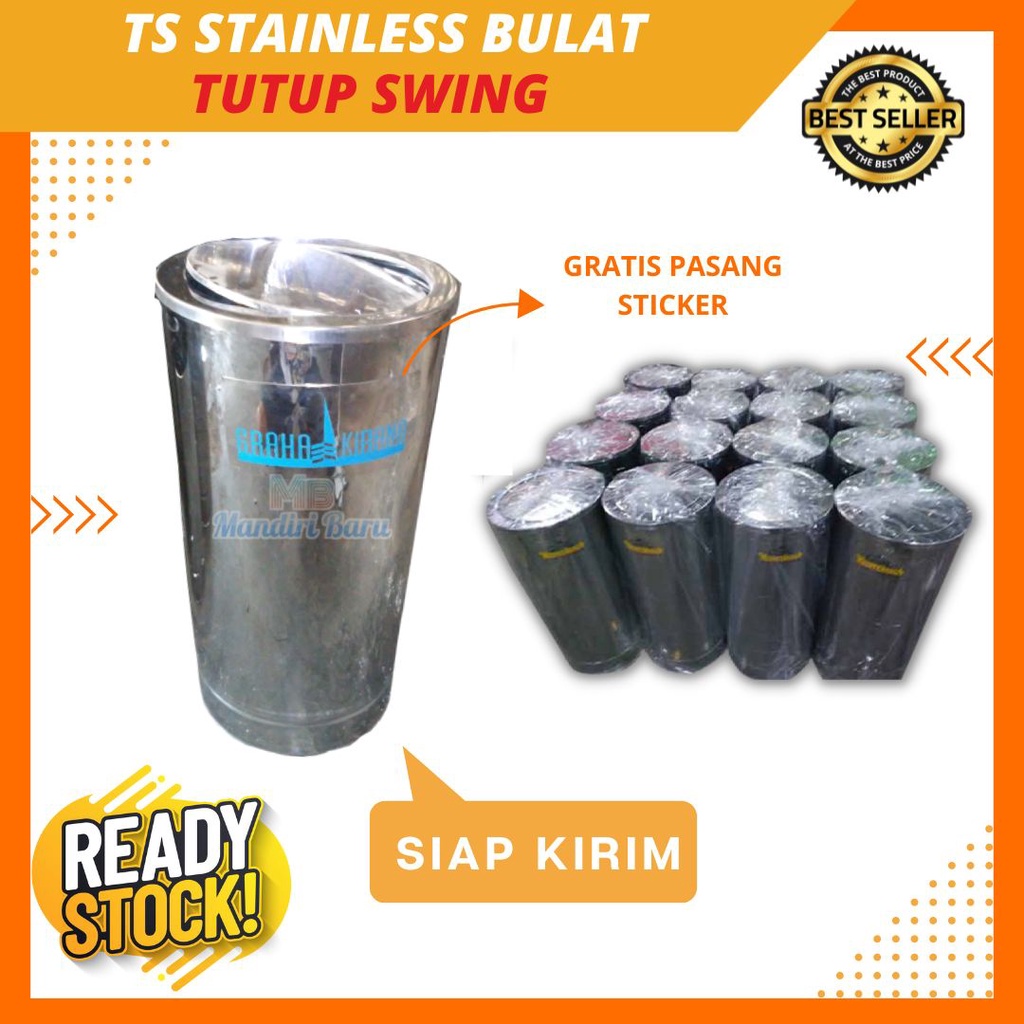 TEMPAT SAMPAH STAINLESS BULAT SWING, TONG SAMPAH STAINLESS STEEL TUTUP SWING