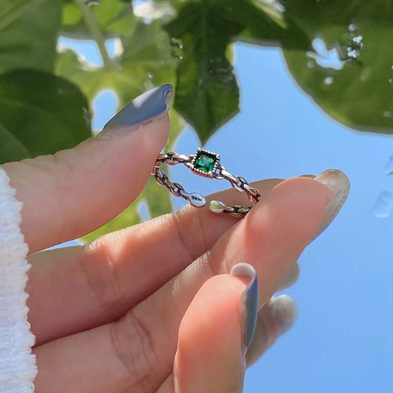 Baru Vintage Zamrud Zirkon Terbuka Manset Jari Cincin Untuk Wanita Gadis Fashion Trendi Perhiasan Hadiah