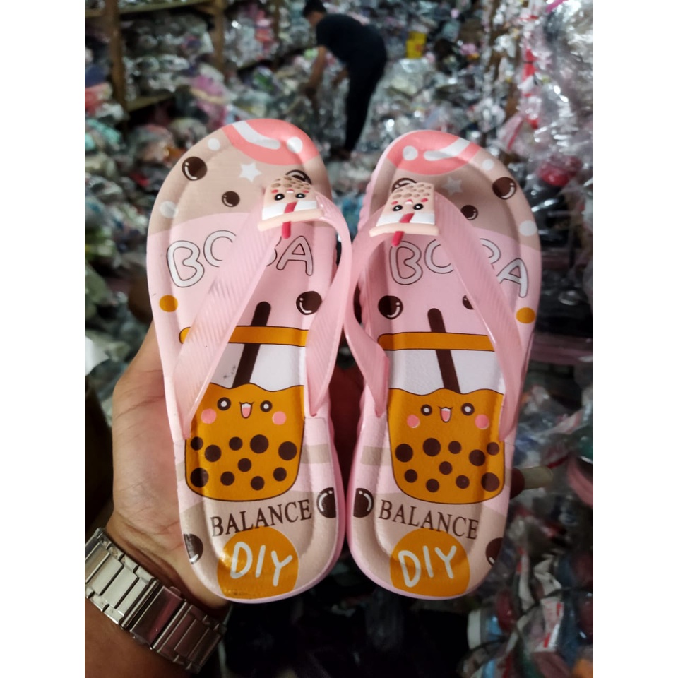 SANDAL JEPIT ANAK JELLY KARAKTER DARI BTS / BOBA 669-63 UK 24/35 TERMURAH / sandal jepit anak boba