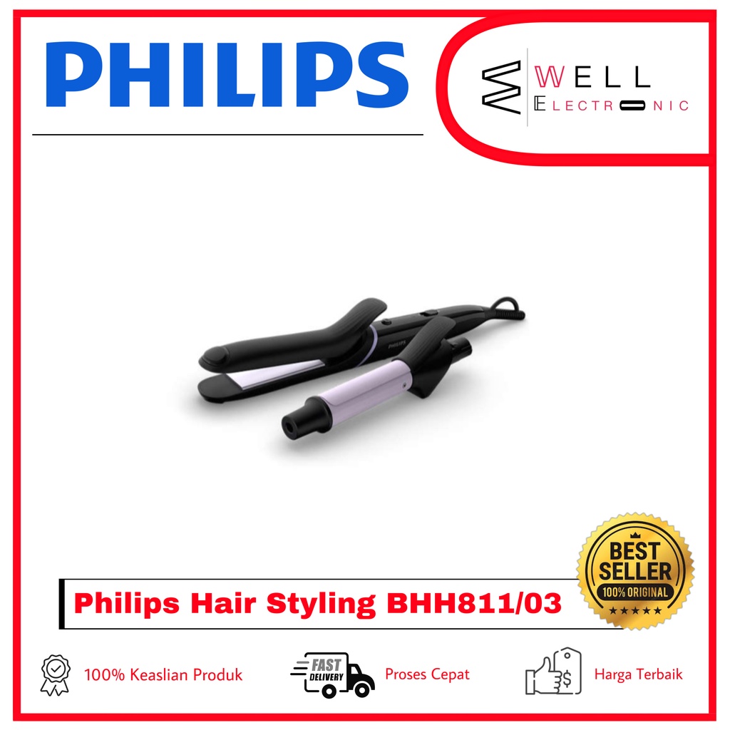 Philips Multisyler BHH811/00 Curling &amp; Straightener BHH 811 Bhh811 - Pelurus dan Pengeriting Rambut