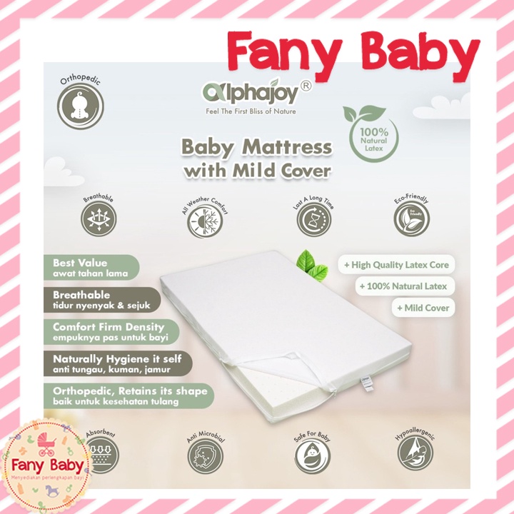 ALPHAJOY LARGEE MATTRESS 100% NATURAL LATEX (105X70X6CM) WITH MILD COVER