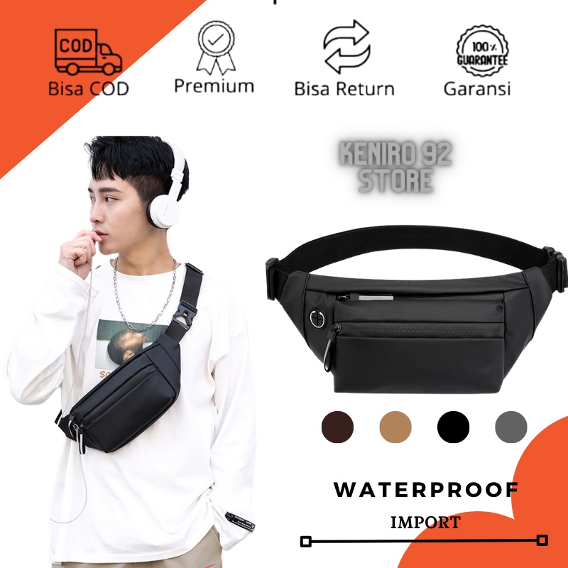 Tas Selempang Waistbag Pingang Waterproof Import Terbaru Casual Unisex Pria Wanita Anti Air Sk06a