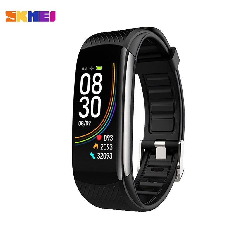 SKMEI Smartwatch Sport Waterproof Heart Rate Thermometer for Android iOS - C6T - Black