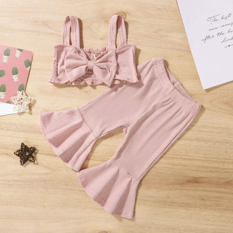 Setelan Anak Yolanda 2-4 Tahun Setelan Crop Pita