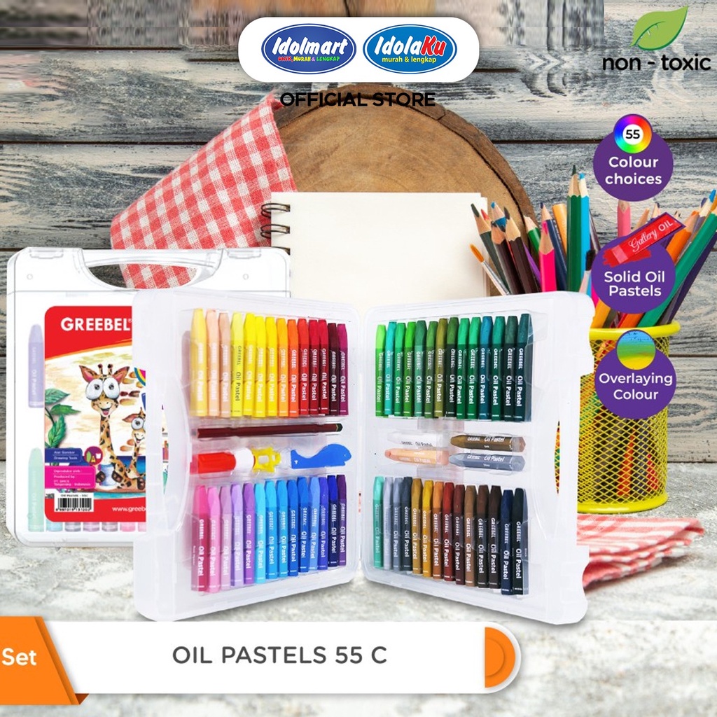 

IDOLMART GREEBEL Crayon Kids Oil Pastel 55 Warna- Karawang