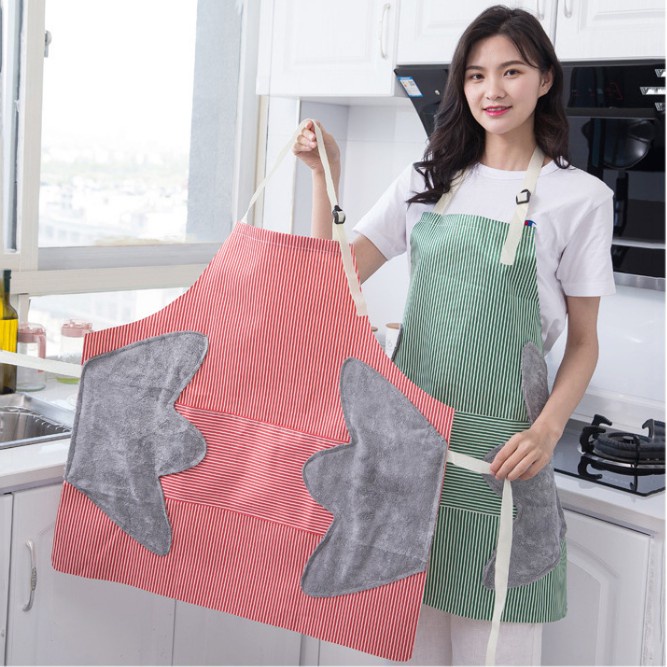 Celemek Dapur Apron Masak Anti Air dan Minyak Waterproof / Celemek Masak Apron NEW Motif Salur / Masak Waterproof Premium Motif Garis /  Celemek Dapur Bisa Lap Tangan Premium /  Celemek Apron Waterproof