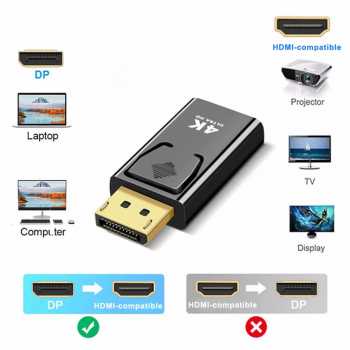 Adaptor Display Port to HDMI 4K Full Hd For Monitor Game Projector Laptop Pc Komputer Hp Proyektor TV / Adapter Display Port Male To HDMI Female Port Adapter Menghubungkan DP Laptop ke Monitor TV Lebih Mudah / Adapter Adaptor Kabel Display Port Murah