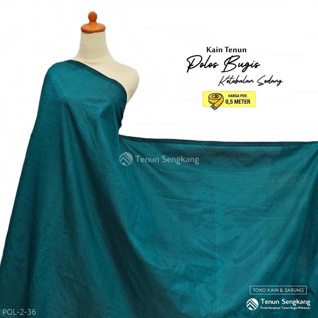 Kain Tenun Polos Ketebalan Sedang Bahan Viscose Rayon Sutra Bugis Makassar Toska - Tenun Sengkang PO