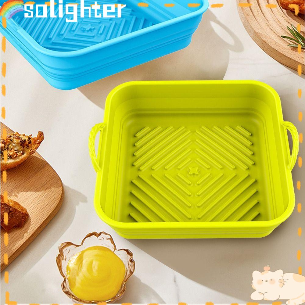 Solighter Square Silicone Pot Pizza Plate Masak AirFryer Aksesoris Baking Basket