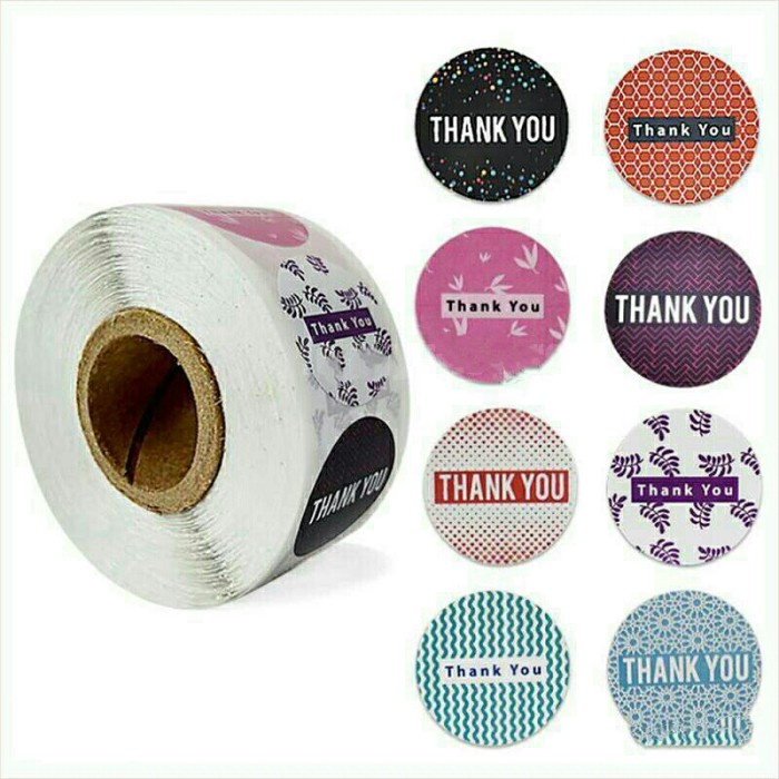 

#####] Stiker Ucapan Terima Kasih 100Pcs Sticker Label Bulat thank you bar