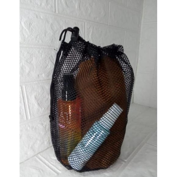Pouch Bag Pria Wanita Bahan Jaring Tas Handuk Pouch Alat Mandi - Hitam Z600J3892