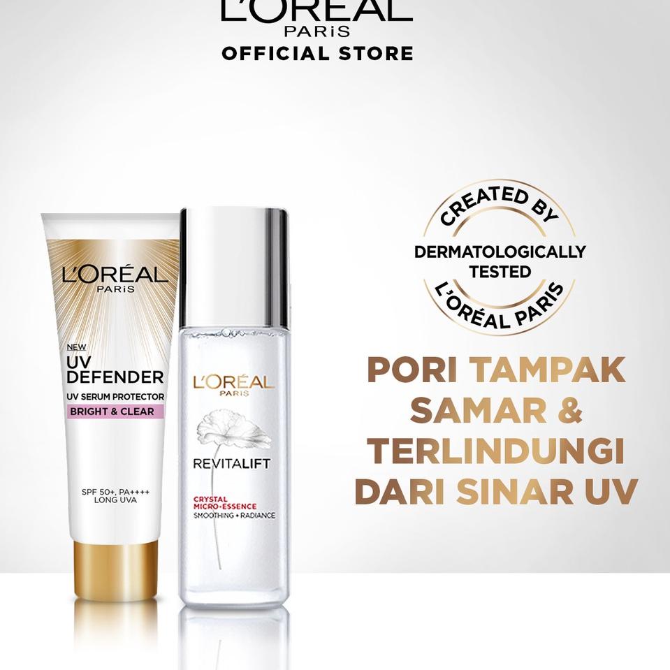 trxZ5l5K L'Oreal Paris Trial Set UV Defender Sunscreen Bright&Clear + Crystal Micro Essence - Skinca