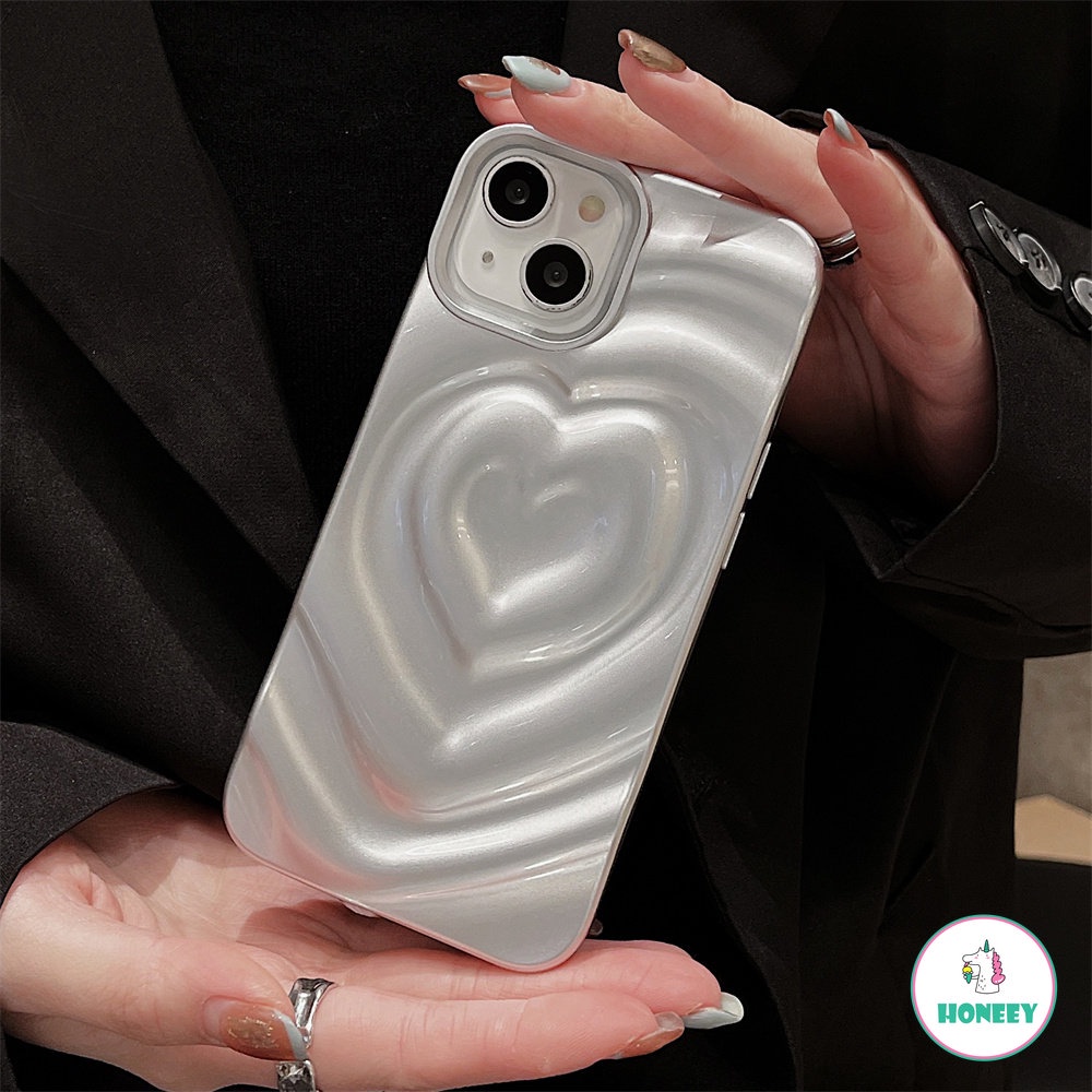 IPHONE Luxury 3D Silver Tin Foil Pleats Phone Case Kompatibel Untuk Iphone14 13 12 11 Pro Max 14 Pro Max Shockproof Matte Lembut TPU Back Phone Cover