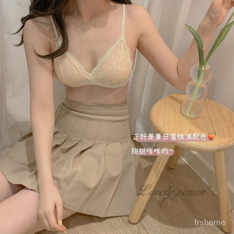 Dada kecil dada kecil dada tidak ada cincin baja bra celana dalam wanita tipis ultra -thin musim pan