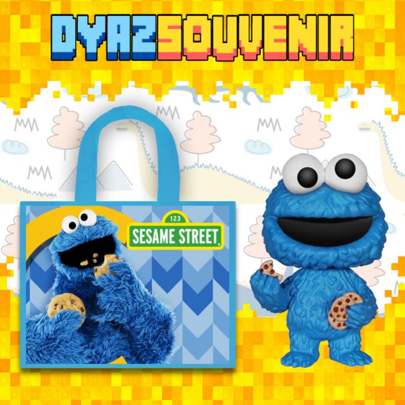 

tas ultah Cookie Monster goodiebag tas box kfc Sesame Street