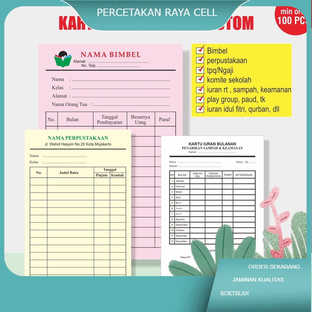 

Kartu Pembayaran / Kartu Iuaran / Kartu SPP / Kartu Pembayaran spp / Kartu pembayaran tk / kartu pembayarab tpq / Kartu murah