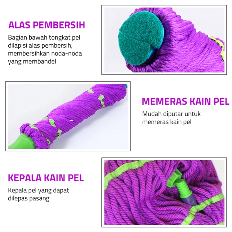Borong Terkini Twist Mop Super Set Alat Pel Otomatis Peras Termurah BAYAR DITEMPAT - Twist Mop Set Alat Pel Otomatis