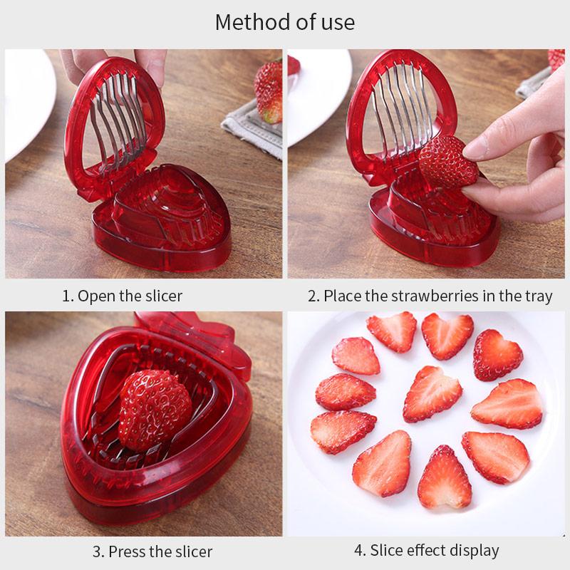 Mini Strawberry Slicer Stainless Steel Rumah Makan Bar Hotel Cafe Alat Pengiris Buah Gadget Reusable Accessories